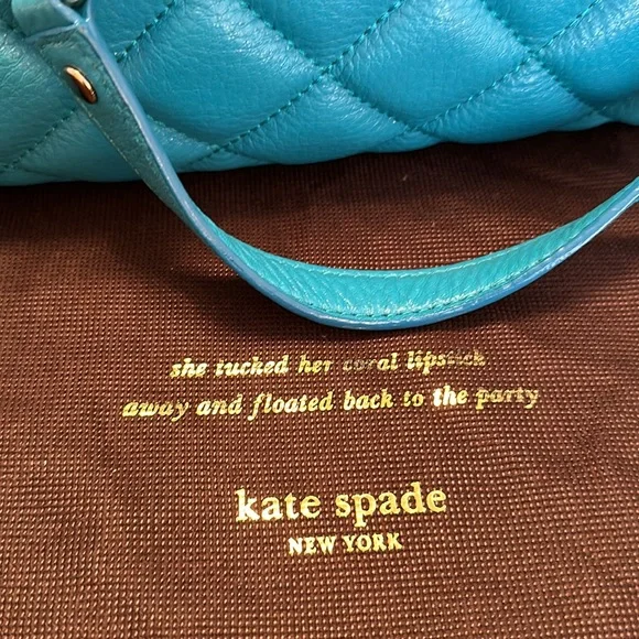 KATE SPADE Sm Maryanne Gold Coast mid teal hand bag quilted original dust bag - Picture 12 of 16